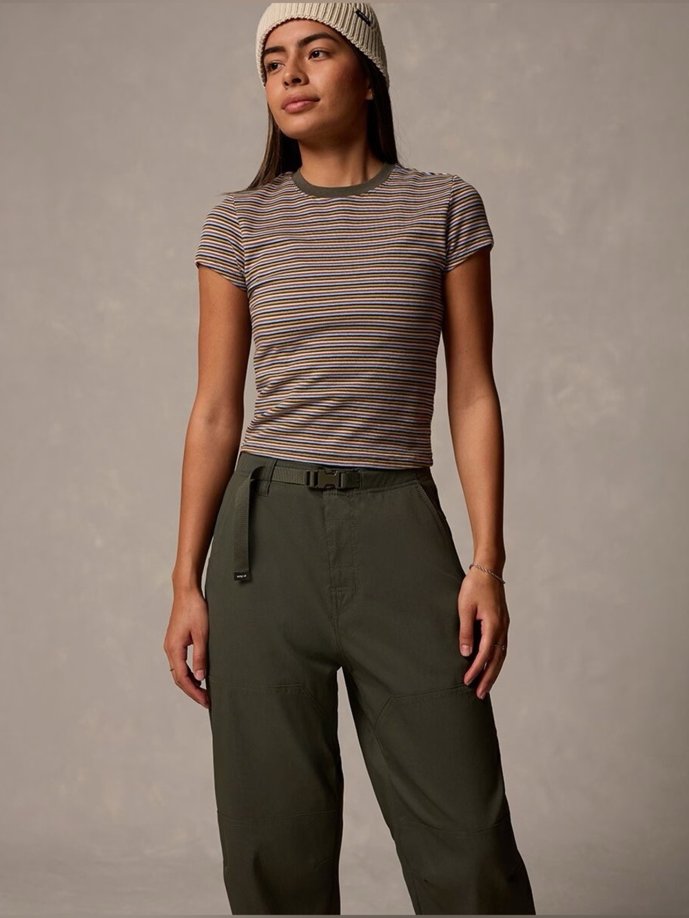 PrAna Baby Rib Short-Sleeve T-Shirt in Long Beach Stripe